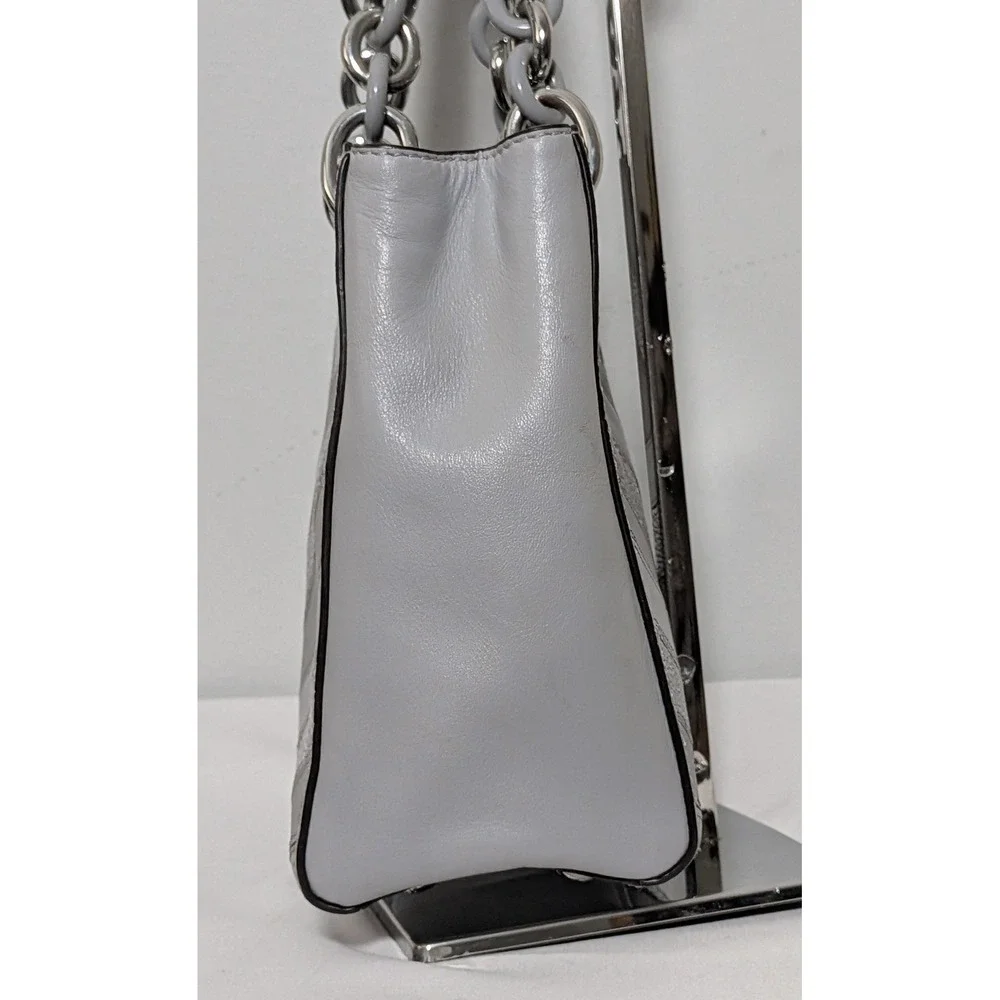 Michael Kors Cynthia Satchel Grey Chevron Leather Convertible Crossbody Bag